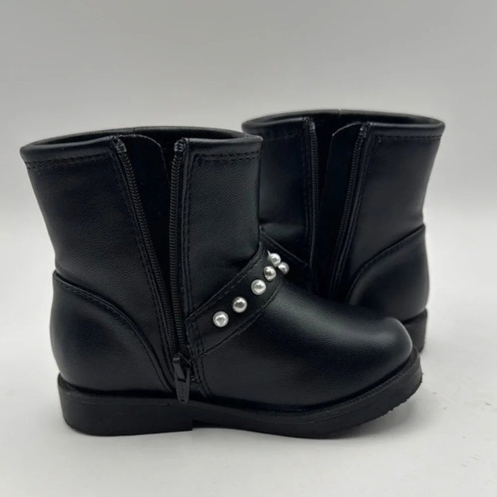 Zara Studded Buckle Fashion‎ Ankle Boots Black Baby Toddler Girl Size 5 22 EU